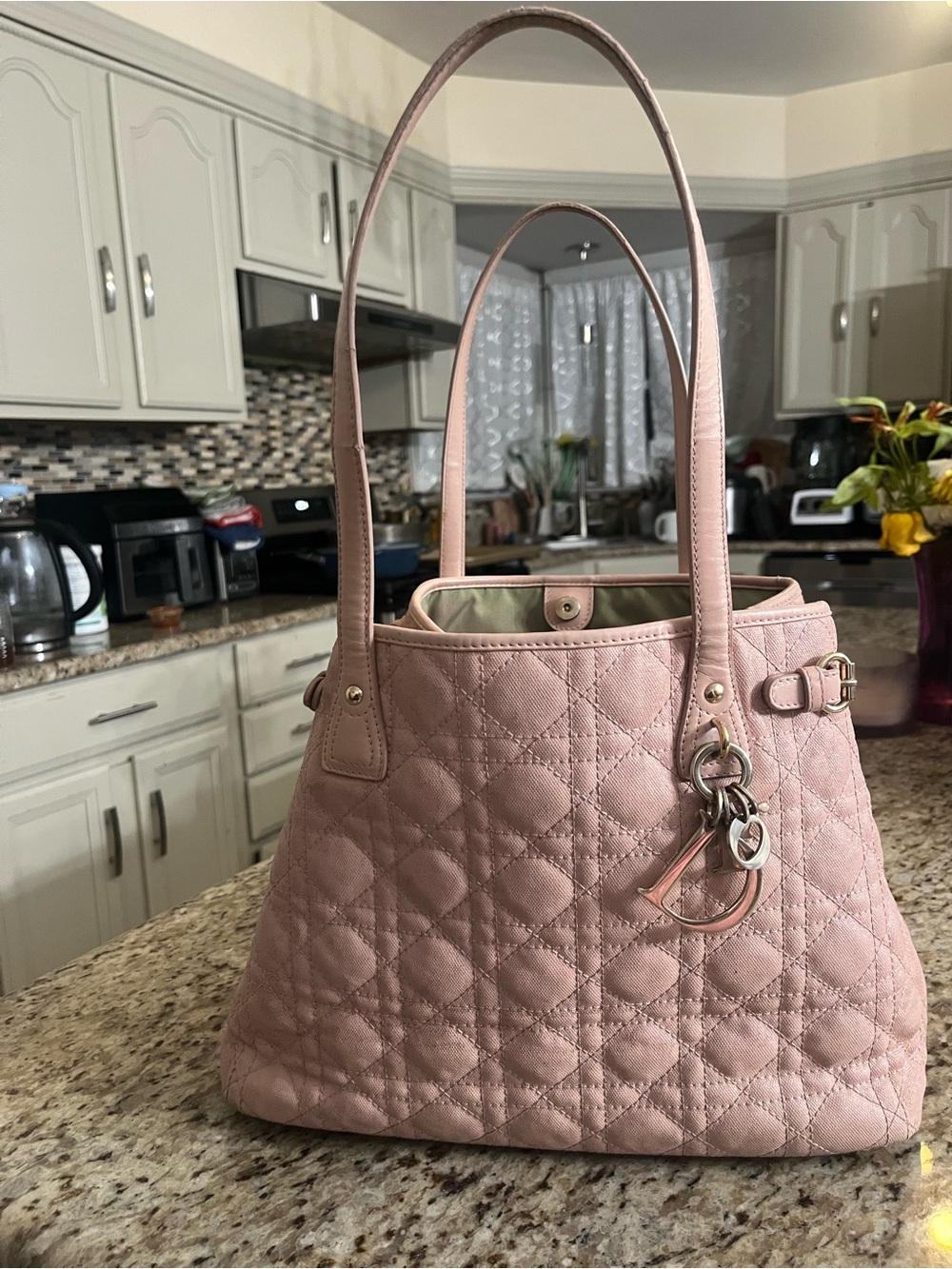 Dior Blush Quilted Leather Shoulder Tote with Signature Charms - Picture 2 of 16